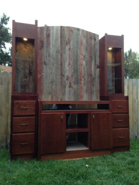 Custom Made Cherry Entertainment Center With Reclaimed Back