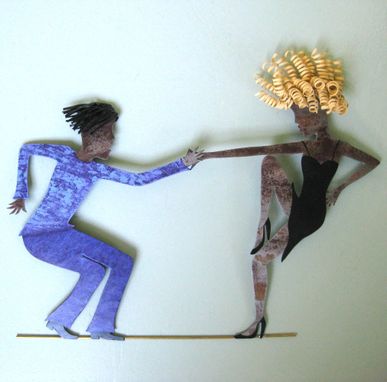 Custom Made Handmade Upcycled Metal Jazz Dancers Wall Art Sculpture