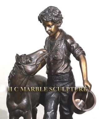 Custom Made Boy With Pony Bronze Fountain