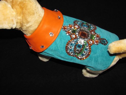 Custom Made Butterfly Bling Leather Dog Coat