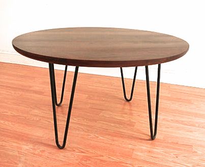 Custom Made Mid Century Modern/Danish Modern Round Coffee Table With Hairpin Legs