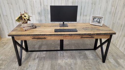 Custom Made Reclaimed Barnwood Desk, Reclaimed Wood Straight Desk, Desk