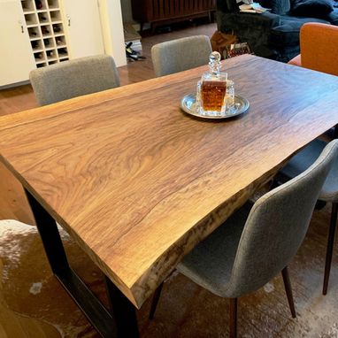 Custom Made Live Edge Dining Table Single Slab Black Walnut Heirloom Furniture