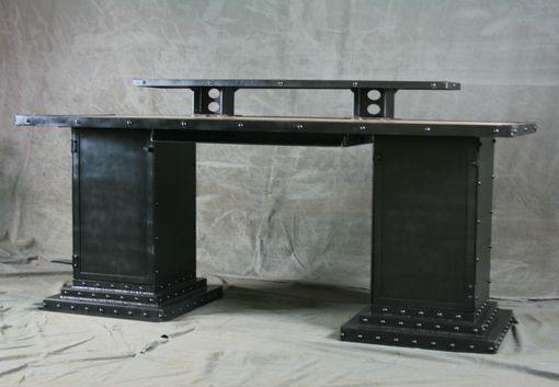 Custom Made Desk With Storage Bases. Industrial Executive Desk. Custom And Handmade Office Furniture.
