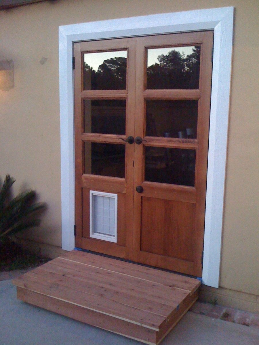 Handmade Custom French Doors With Dog Door By Glerup