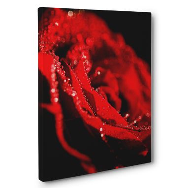 Custom Made Beautiful Rose With Rain Drops Photography Canvas Wall Art