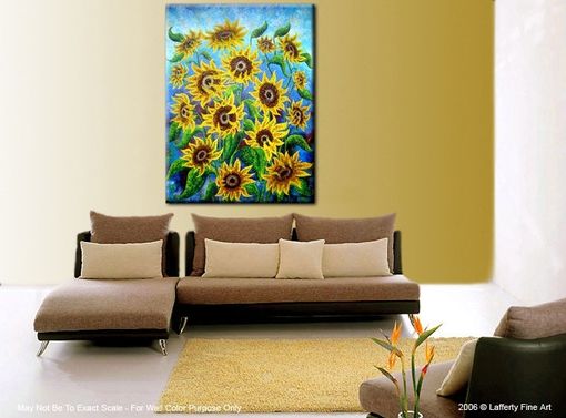 Custom Made Original Sun Flowers Abstract Yellow Impasto Sunflower Art Textured Stippled Impressionist Painting