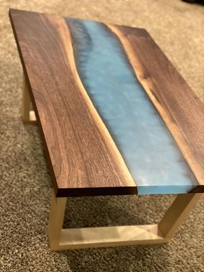 Custom Made Custom Hardwood And Epoxy Coffee Table