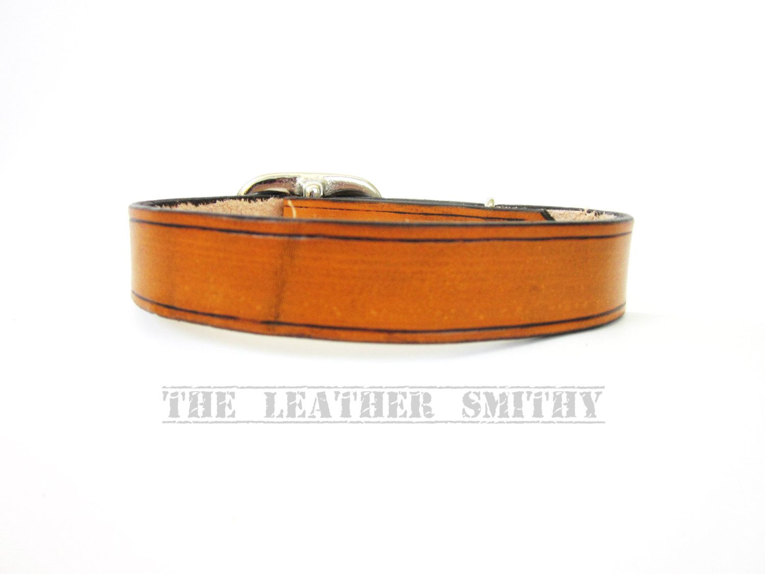 Buy Hand Crafted Tan Leather Dog Collar 3/4 Inch Wide Handmade Medium