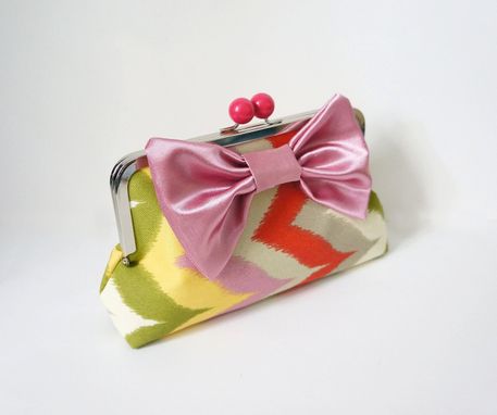 Custom Made Zigzag Clutch Purse With Big Bow Accent