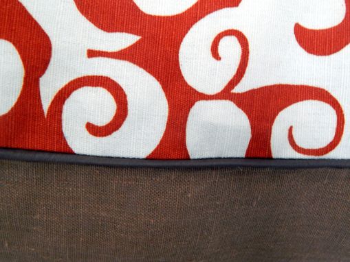 Custom Made Orange Blossom Leather And Linen Pillow