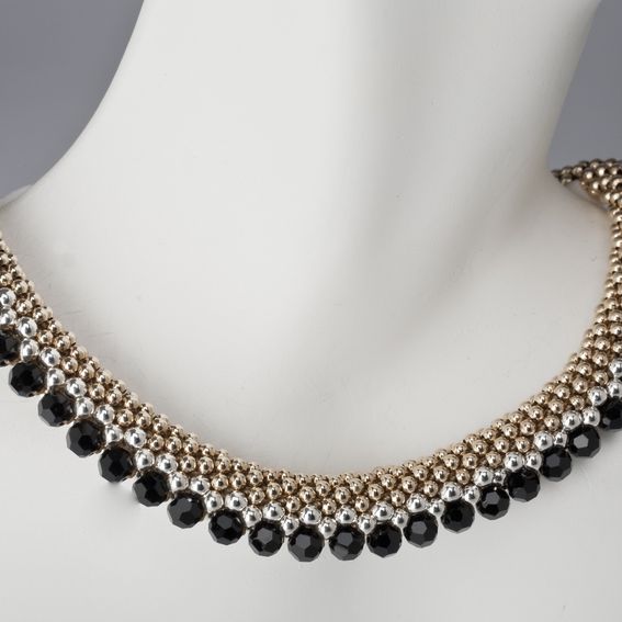 Custom Elegant Beaded Necklace In Gold, Silver And Black by Jacqueline ...
