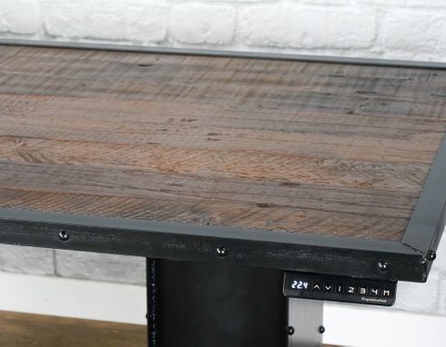 Custom Made Sit/Stand Desk. Adjustable Height. (Sit To Stand)., Reclaimed Wood. Urban. Modern. Industrial Table.