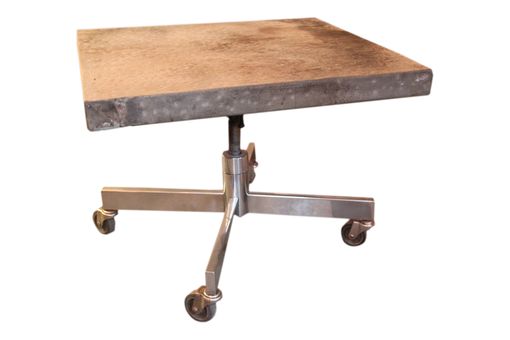 Custom Made Rolling Zinc Table, Vintage Base