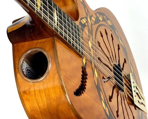 Custom Made "Snake Motif" 12-String Resonator Guitar In Cherry