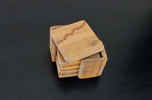 Custom Made Custom Bamboo Coasters, Custom Engraved Coasters --Cst-Bam-Watkins Leaf