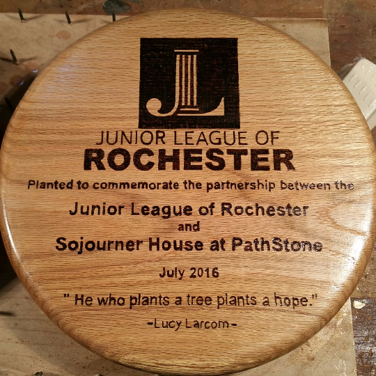 Custom Made Memorial Tree Plaque by Montgomery Woodwrights