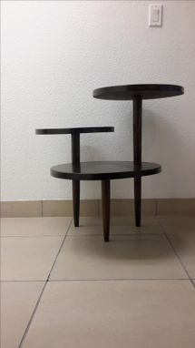 Custom Made Solid Walnut 3 Tier Mid Century Style End Table