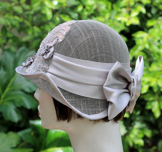 Custom Made 1920s Vintage Style Summer Cloche Wedding Hat Pearls