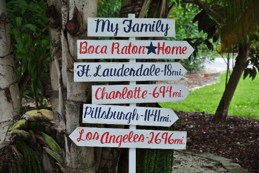 Custom Made Arrow Destination Wooden Sign, Rustic Directional Mileage Sign Post