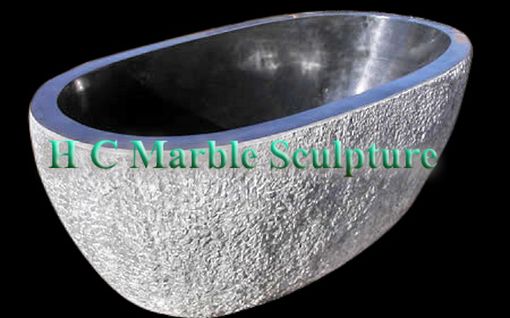 Custom Made Textured Oval Marble Bathtub