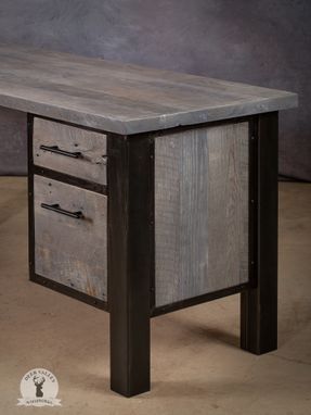Custom Made Barnwood L Shaped Desk, Reclaimed Wood Corner Desk