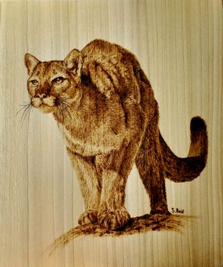 Custom Made Mountain Lion Wood Burning