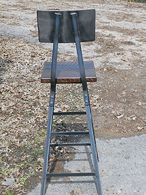 Custom Made Industrial Stool With Reclaimed Wooden Seats