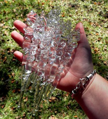Custom Made Chirstmas Ornaments Hand-Blown Clear Glass Natural Icicles, Set Of Five