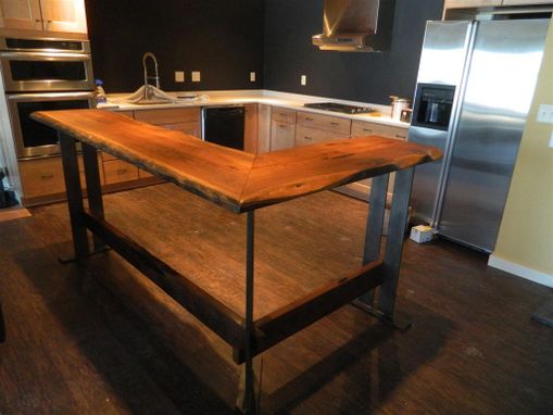 Custom Made Reclaimed Wood Table With Flat Iron Base