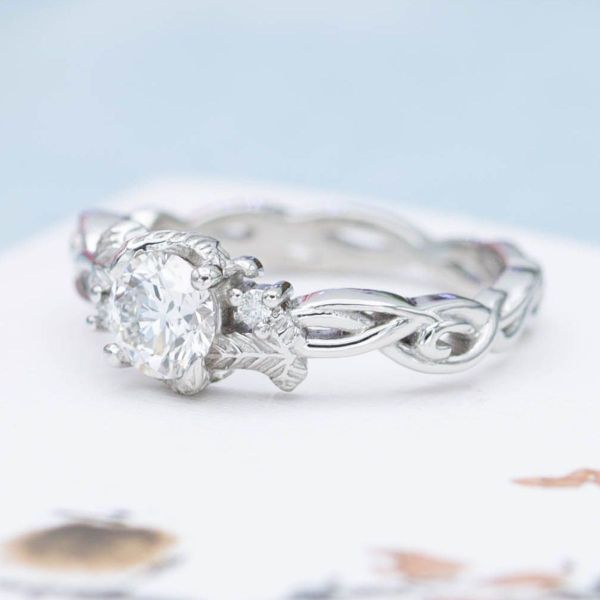 A simple design with natural elegance makes this Lord of the Rings inspired engagement ring a perfect fit for our bride-to-be.