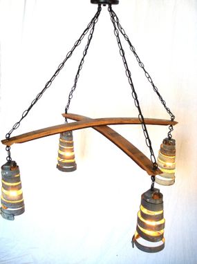 Custom Made Wine Barrel Ring Chandelier - Intersect - Made From Retired California Wine Barrels