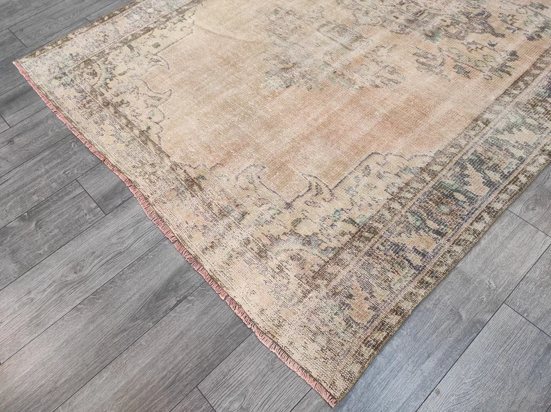 Buy Hand Crafted Large Area Rug, Muted Rug, Pale Rug, Faded Rug, Bohemian Decor Rug, Antique