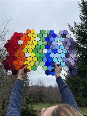 Custom Made Large Panel: Freeform Rainbow Gradient Hexagon