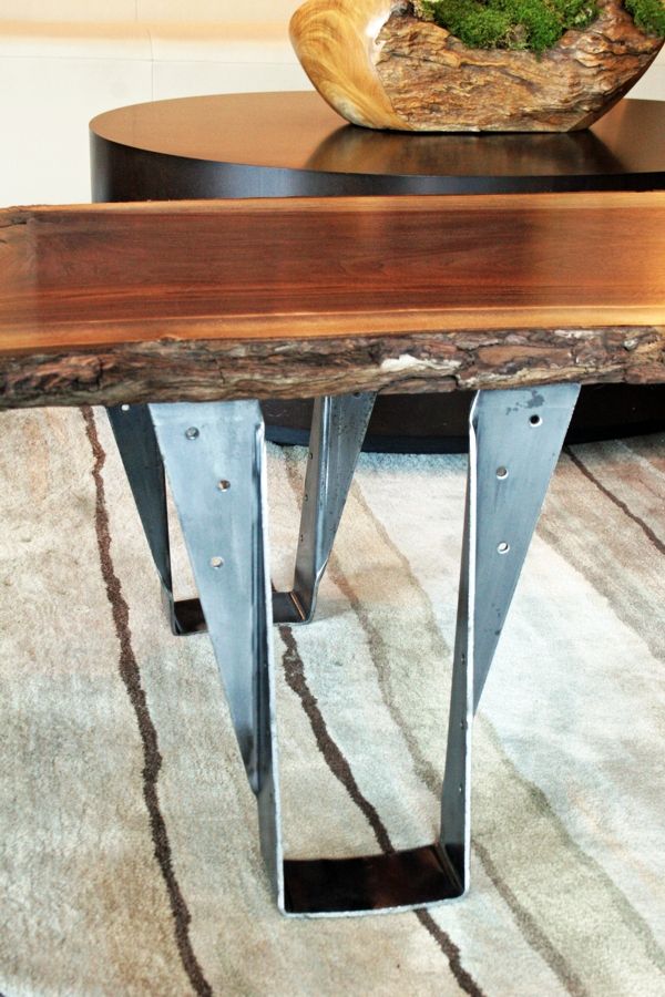 Hand Crafted Custom Black Walnut Slab Bench Or Coffee Table With Live Edge by customarx