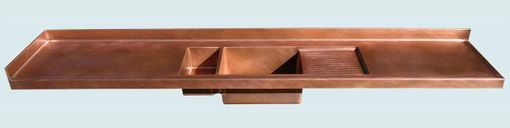 Custom Made Copper Countertop With 2 Sinks & Backsplash