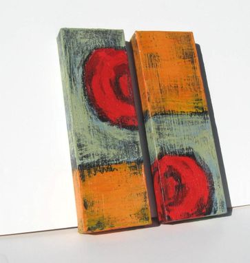 Custom Made Orange Acrylic Abstract Paintings On Canvas, Diptych Earthtones