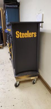 Custom Made 60" Pittsburgh Steelers Liquor Home Dry Bar Cabinet