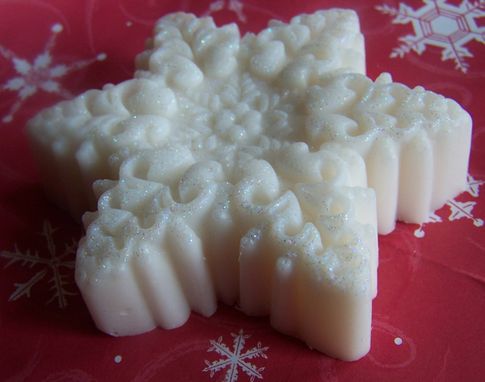 Custom Made Three Bars 3 Pack - Snowflake Soap With Glitter, Warm Vanilla Sugar Scent
