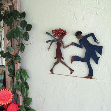 Custom Made Handmade Upcycled Metal Flapper Dancers Wall Art Sculpture