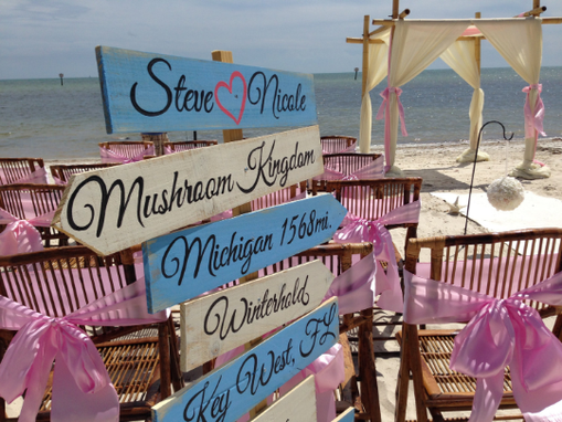 Custom Made Beach Wedding Decor, Wooden Personalized Arrow Sign.