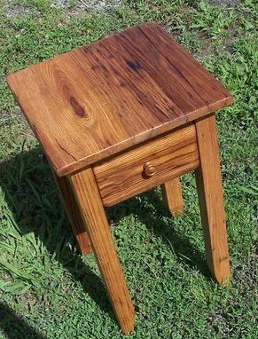 Custom Made Wormy Chestnut Reclaimed Wood End Table With Drawer