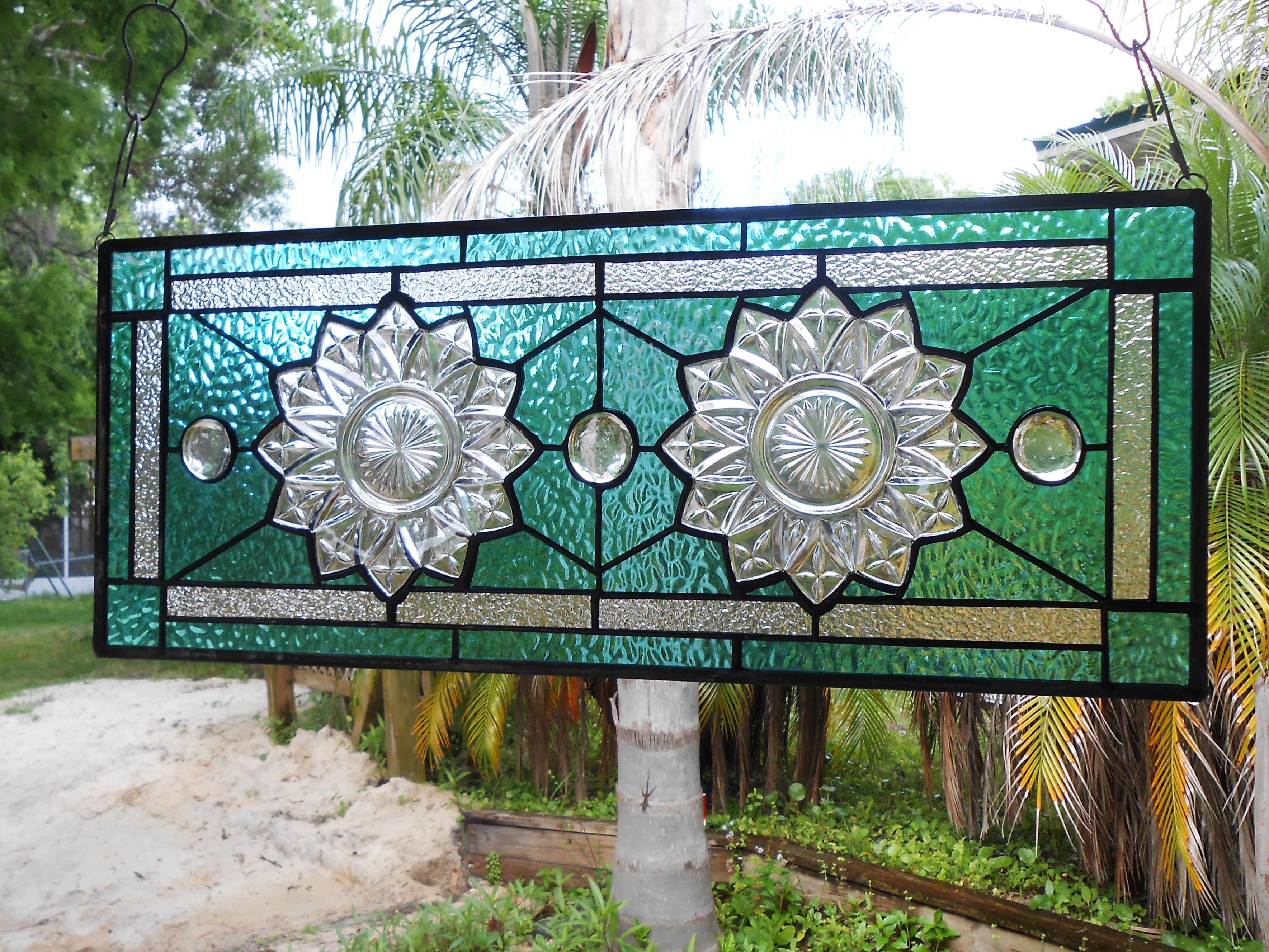 Buy Hand Crafted Depression Glass Petal Pattern, Stained Glass Plate