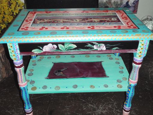 Custom Made Hand Painted Small Table With Every Color