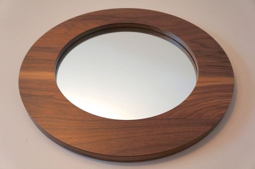 Custom Made 22" Solid Walnut Round Decorative Mirror