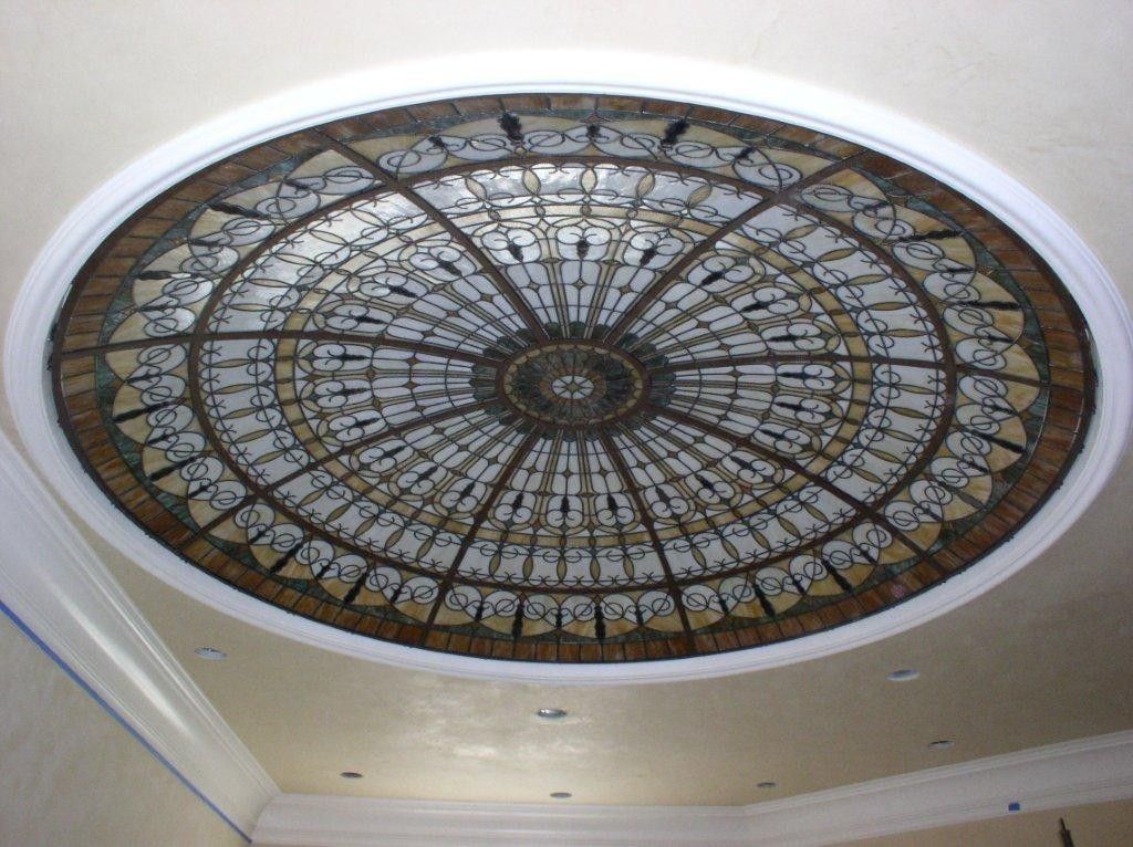 Custom Made Stained Glass Illuminated Dome Ceiling By Art Glass