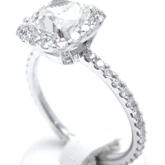 Hand Crafted Harry Winston Cushion Cut Inspired Diamond Engagement Ring ...
