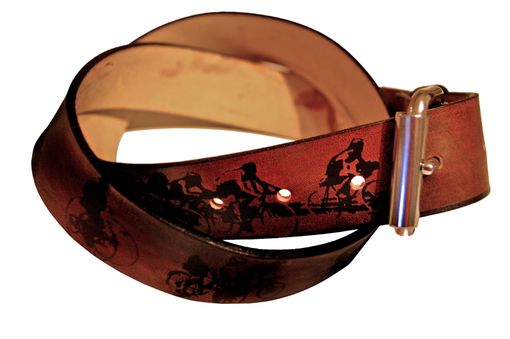 Custom Made Bicycle Print Leather Belt - A History Of Cycling