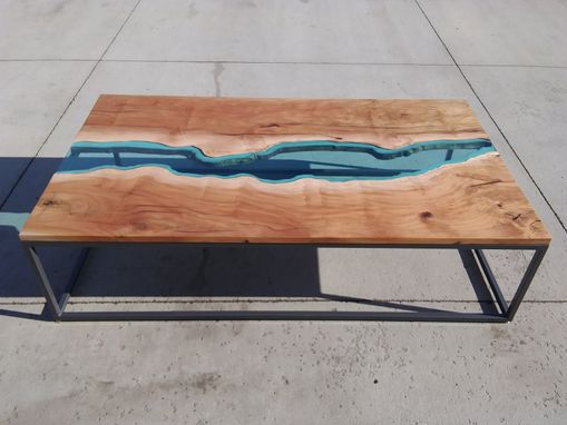Hand Made Sycamore River Glass Coffee Table by Villella 