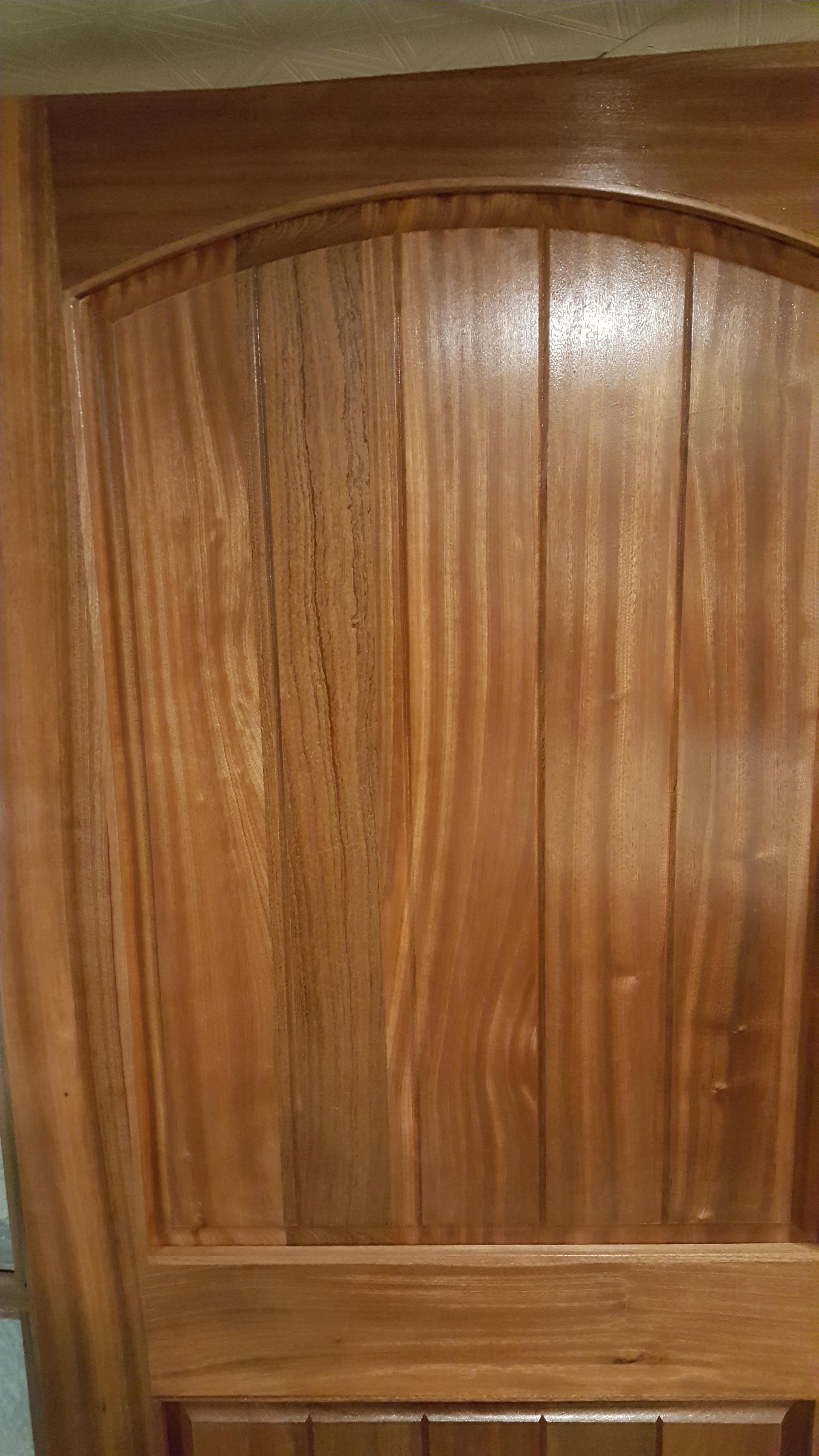 Hand Crafted Sapele Exterior Door With Triple Glass Sidelight by Wooden